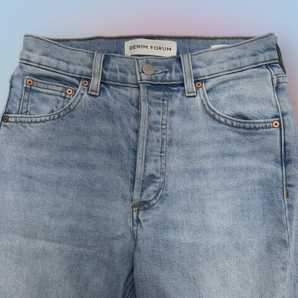 Denim Forum Light Blue Straight Leg Jeans